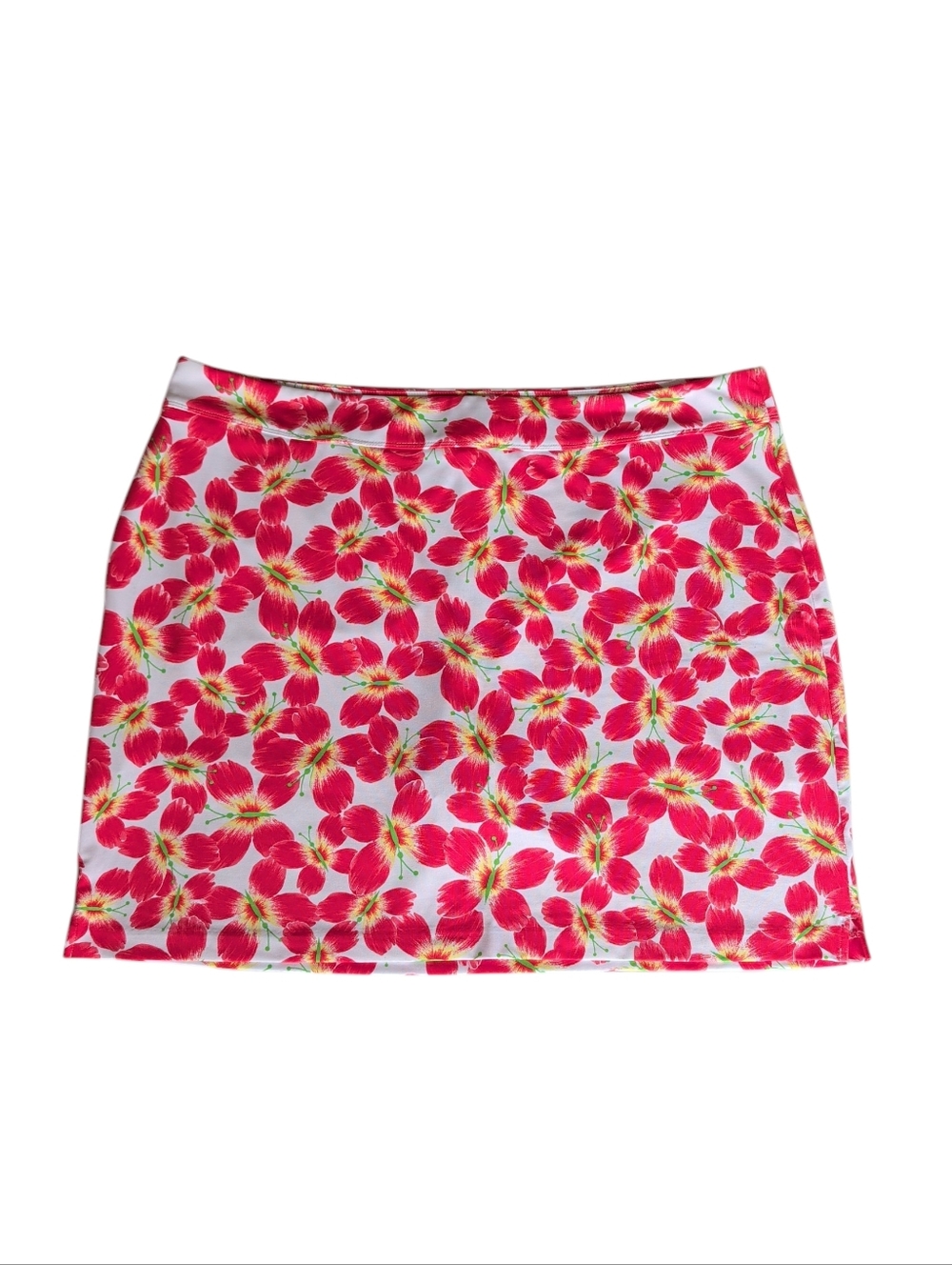 Greg Norman Floral Butterfly Print Golf Skort XXL Red Green White